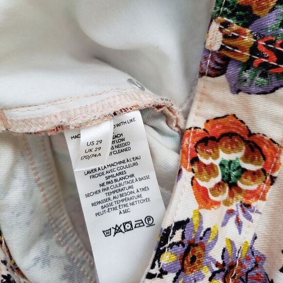 Pilcro Anthro The Cigarette High Rise Slim Straight Floral Jeans Stretch - Picture 10 of 13